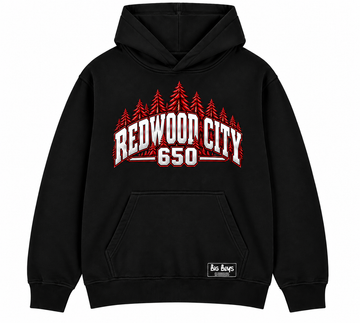 Redwood City hoodie (red trees)